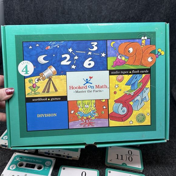 Vintage Hooked On Math Division Level 4 Sealed Flash Cards Workbook Audio Tapes - Picture 2 of 8